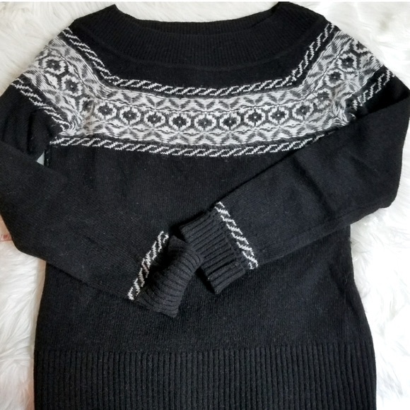White House Black Market Black & White Fair Isle Sweater: Cashmere, Lambs Wool.. - Picture 10 of 15